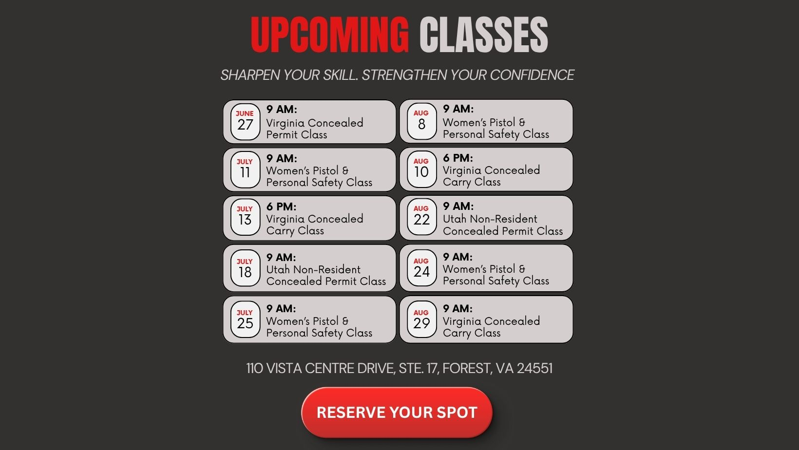 VIRGINIA PISTOL CLASSES