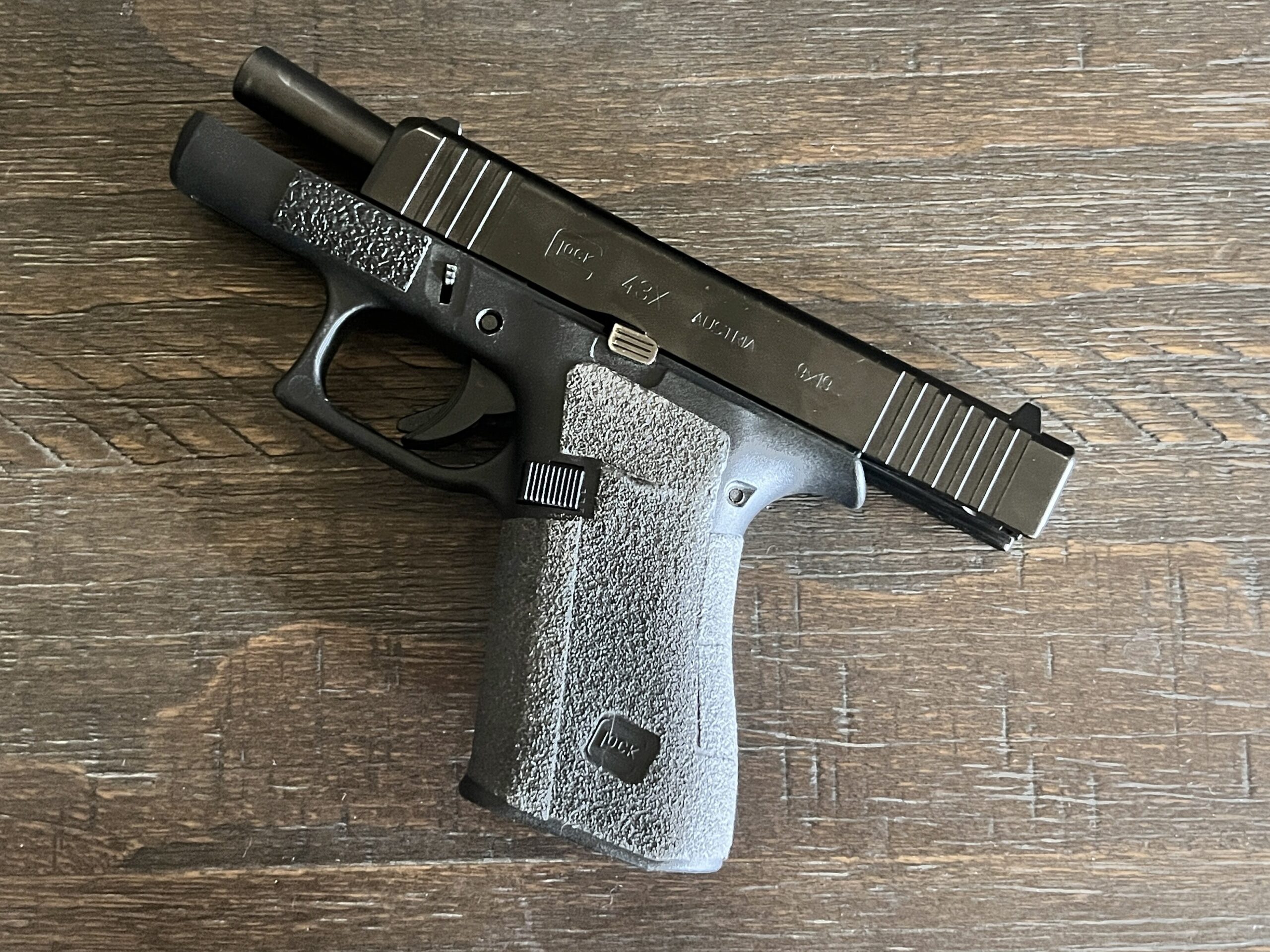 glock 43x with slide locked to the rear